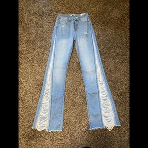 Fashion Nova distressed flare jeans